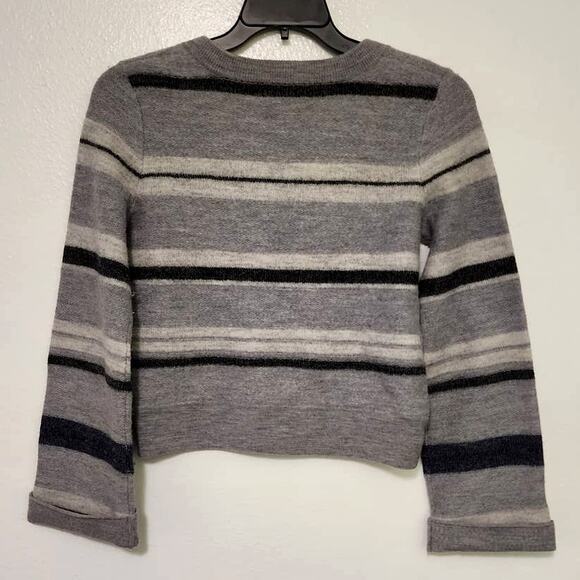 Derek Lam 10 Crosby Striped Crewneck Wool Wide Sleeve Sweater - Picture 4 of 10
